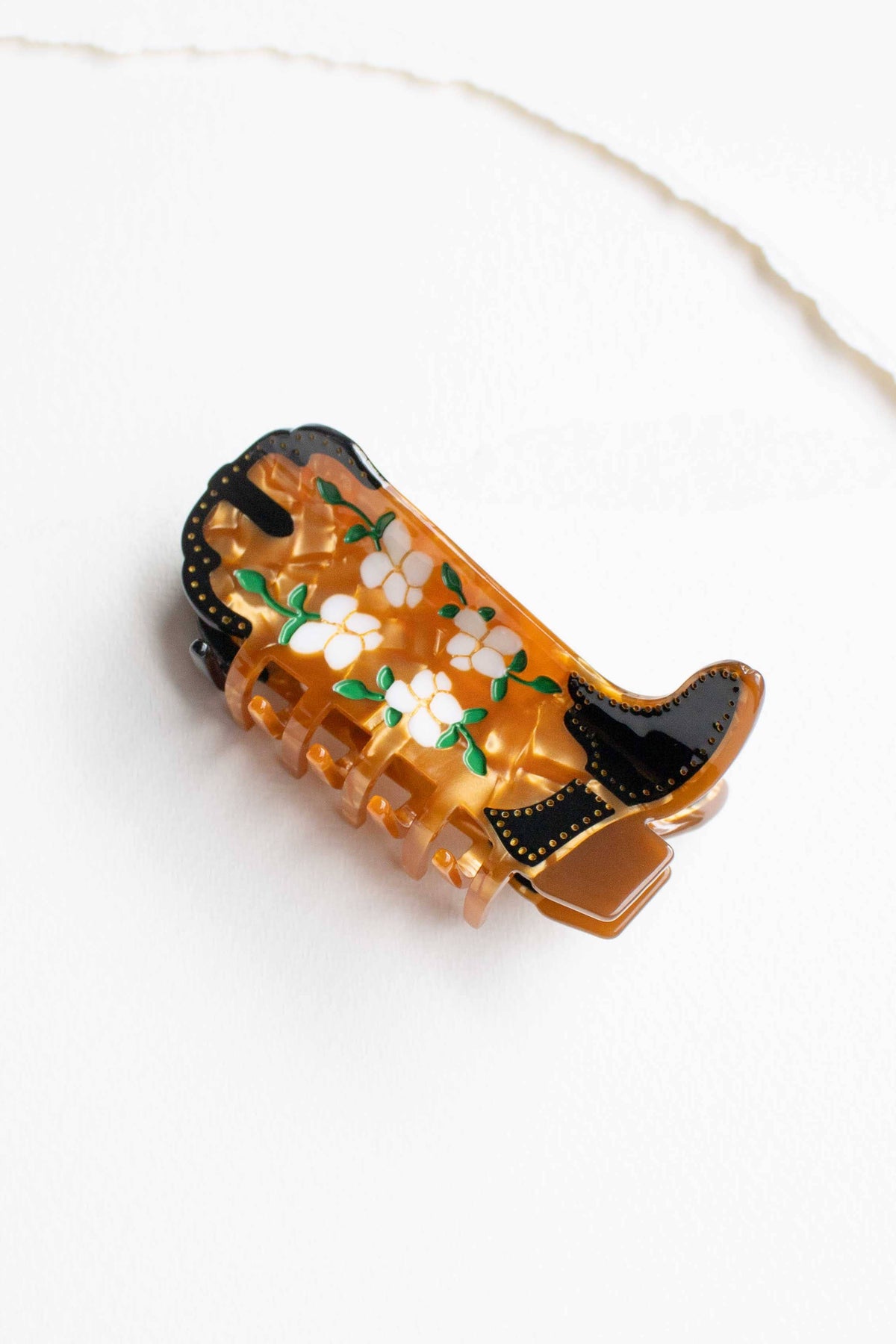 Magnolia Blossoms Western Boots Claw Clip: Blue Jeans