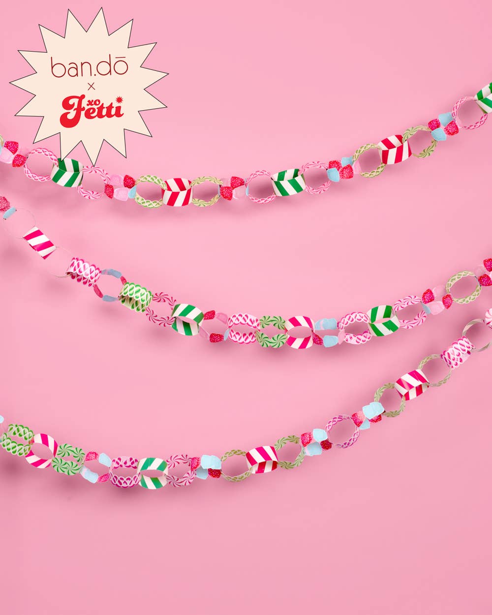 Xo, Fetti x ban.do Candy Paper Chain Garland | Christmas