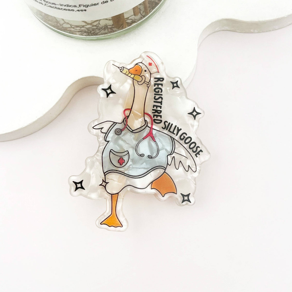 Fun Silly Goose Hair Claw, Cowboy Goose Alligator Clip: Red