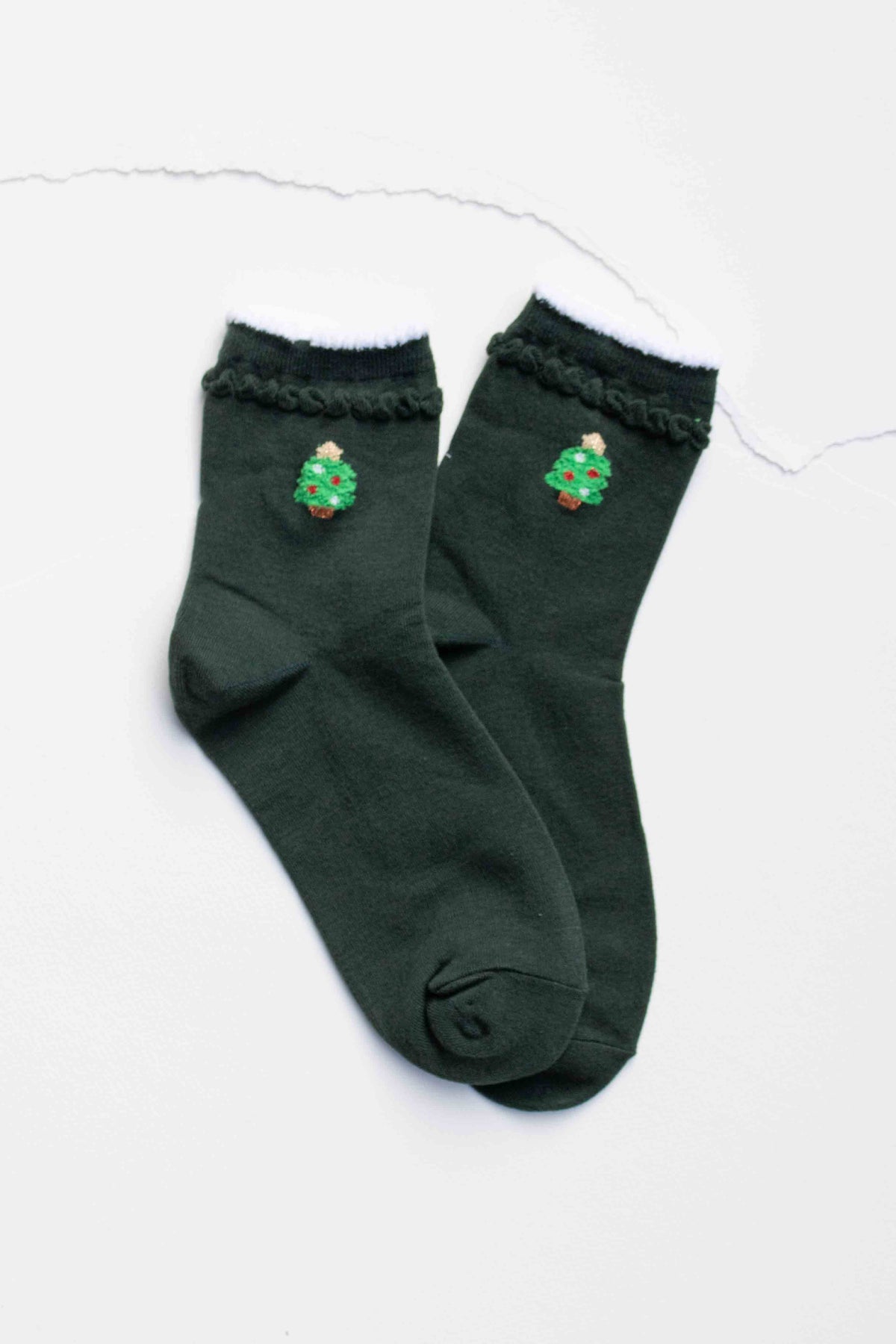 Christmas Cozy Crew Socks: Green / English