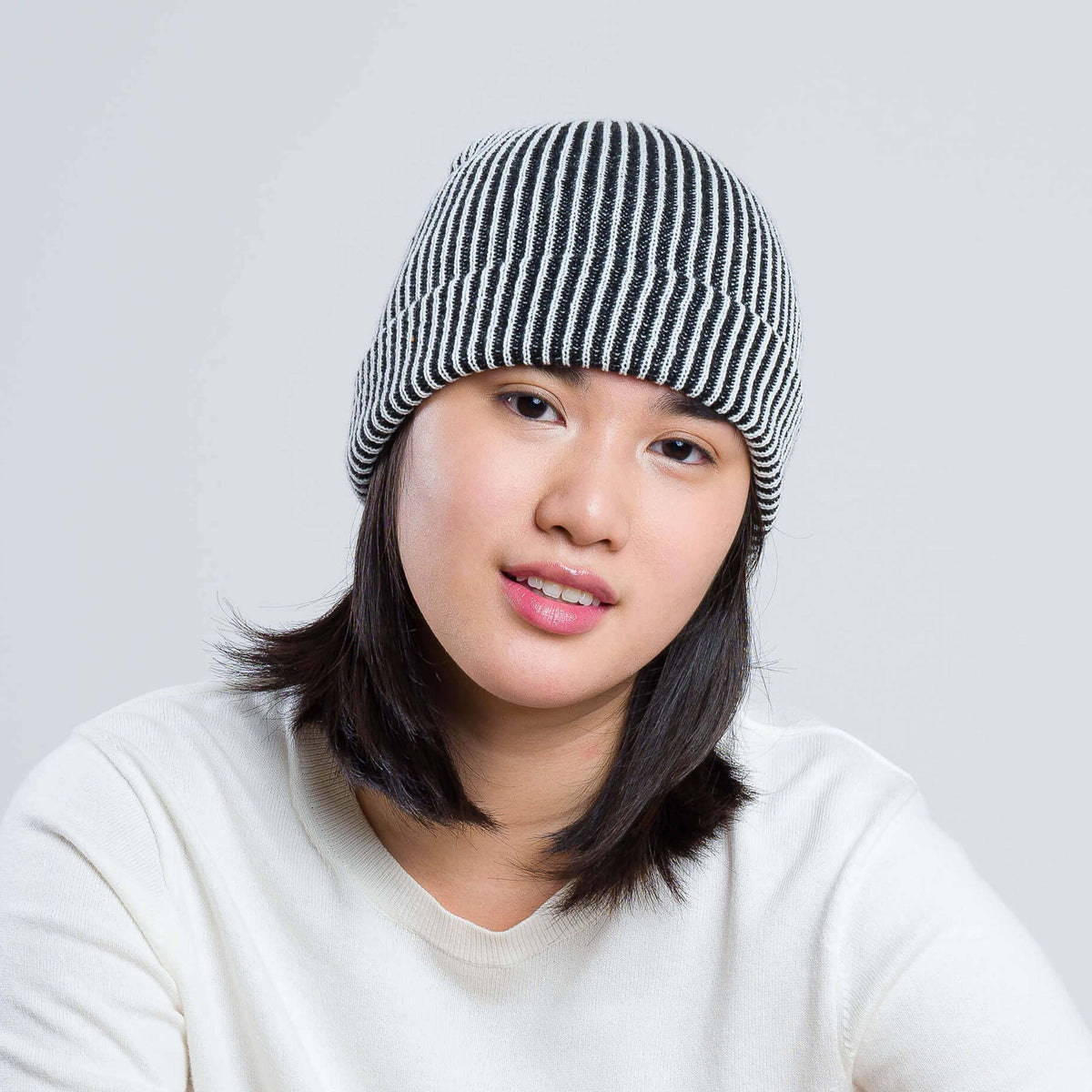 Simple Rib Knit Beanie: Teal Magenta