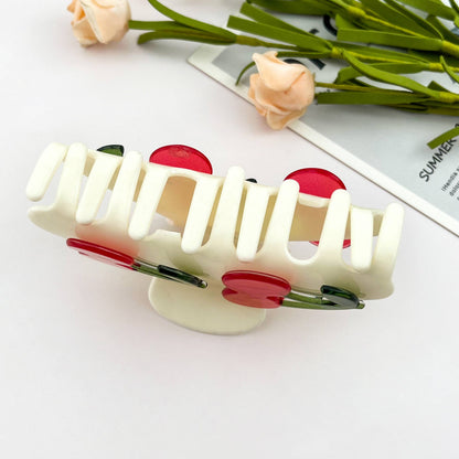 Red Cherry Decor Acetate Hair Claw Clip Fruit-Inspired : Cherry
