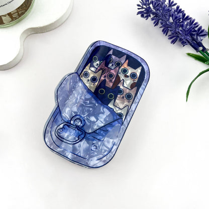 Cat Sardine Tin Print Claw Clip Cute Novelty Style: Pink