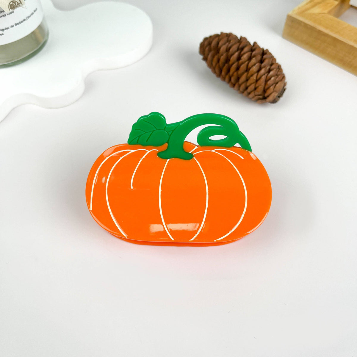Simulation pumpkin acetate hair claw clip: Orange