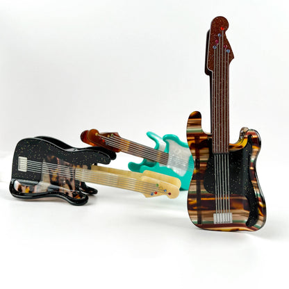 Fun Guitar Acetate Hair Clip, Instrument Shaped Hair Claw: Green