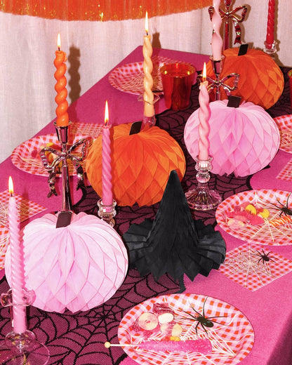 Halloween Accordion Set - 8 paper accordions, bats, pink , pumpkine