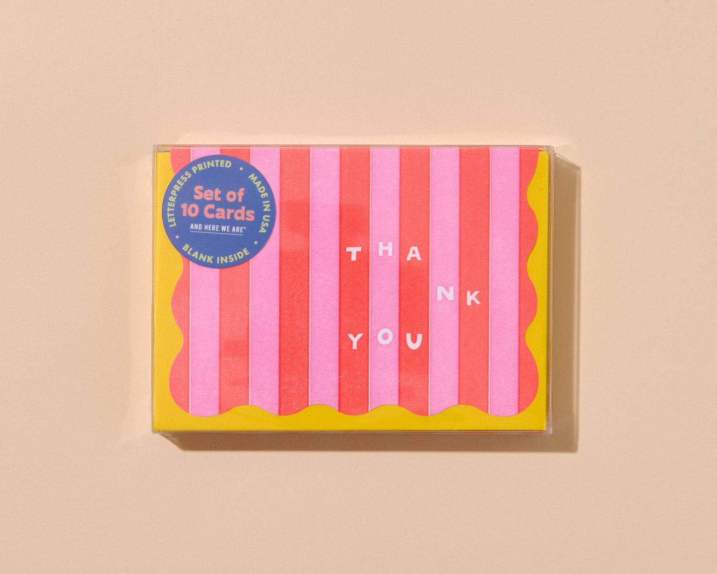 Box Set—Letterpress Thank You Notecards—Cabana Stripe RP