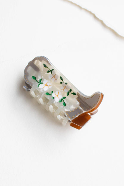 Magnolia Blossoms Western Boots Claw Clip: Lavender
