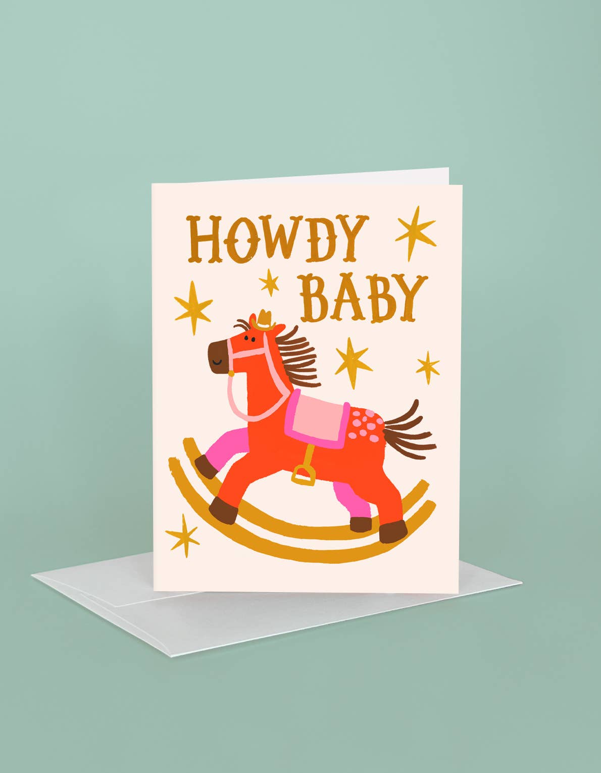 Baby Greeting Card | Howdy Baby Rocking Horse