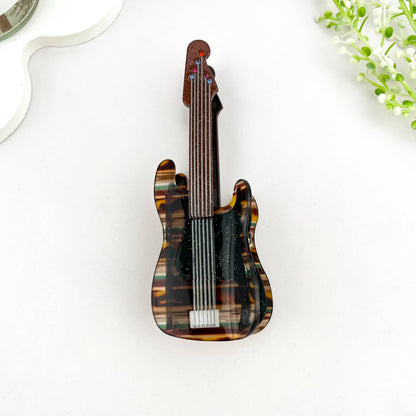 Fun Guitar Acetate Hair Clip, Instrument Shaped Hair Claw: Green