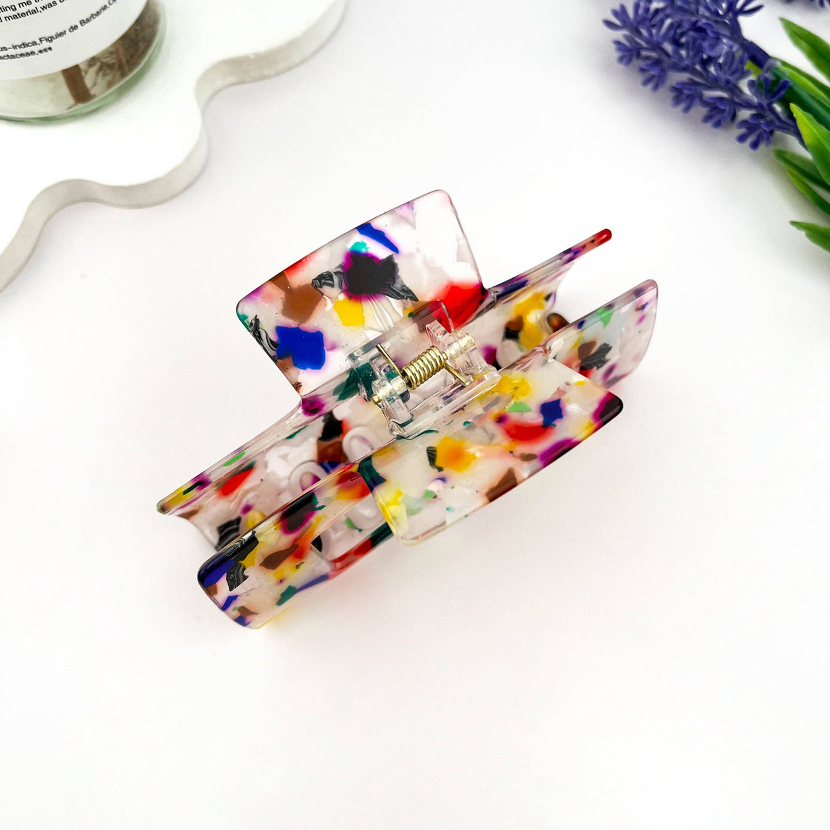 Hollow Floral Square Hair Claw Clip Geometric Minimal: Colorful
