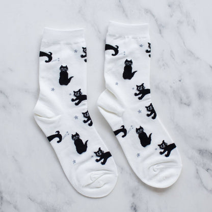 Cat Meow Casual Socks: Rust