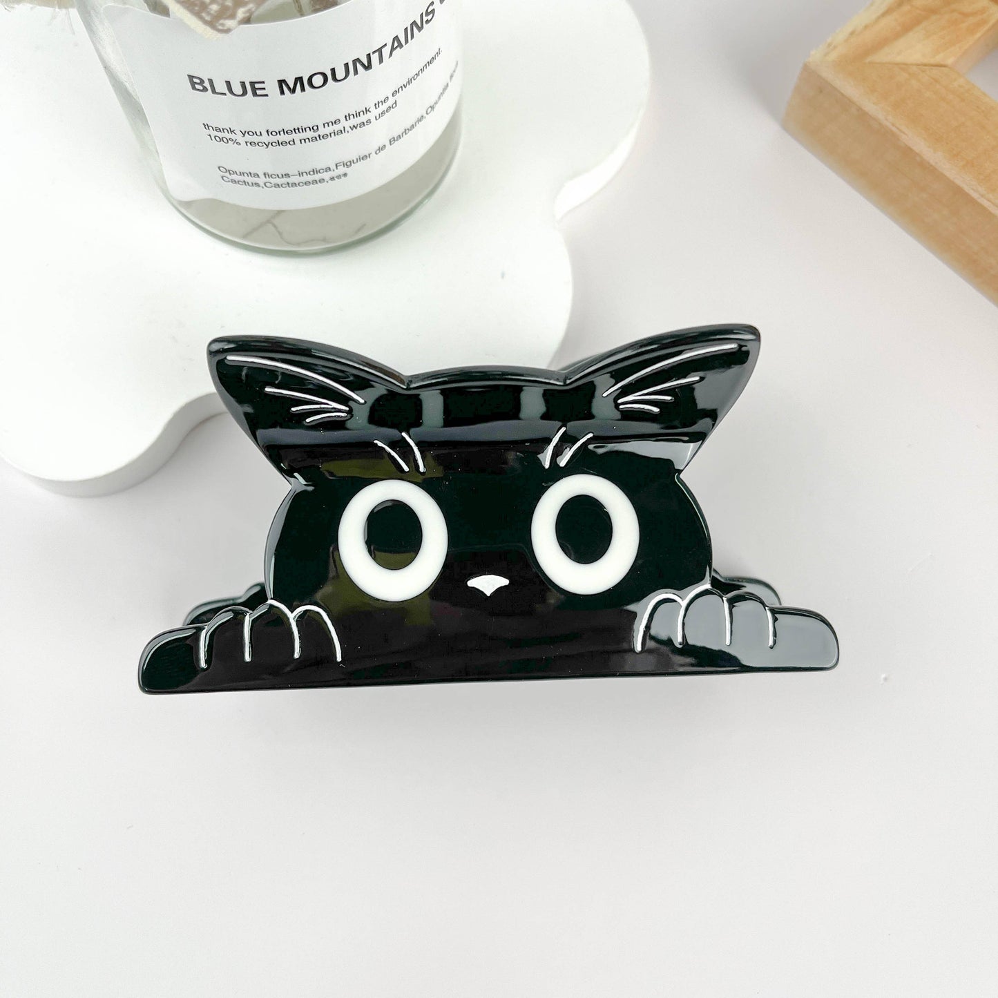 Cute Big Eyes Kitten Solid Hair Clips: Black