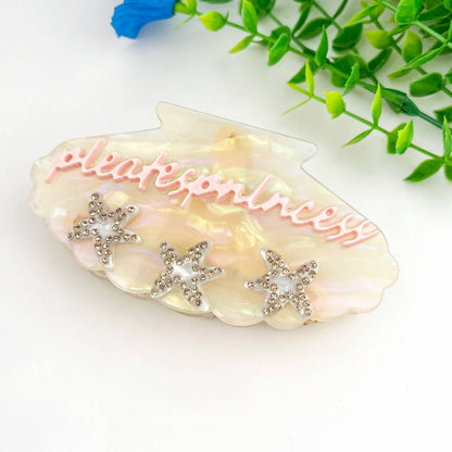 Rhinestone Starfish & Shell Acetate Hair Claw Clip: Pink