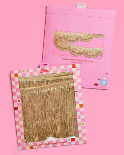 Gold Scallop Fringe Banner | Gold party garland, wedding