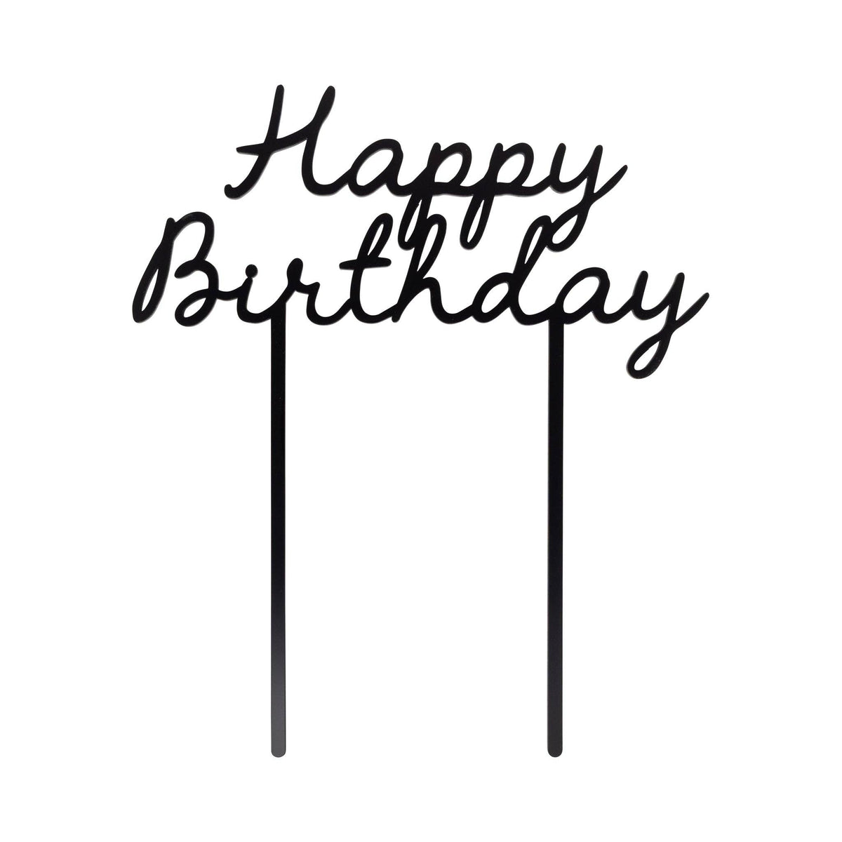 Black Happy Birthday Cake Topper