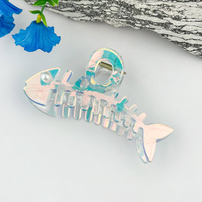 Pearl Fishbone Hair Claw Clip Sparkly Elegant Clip: Colorful